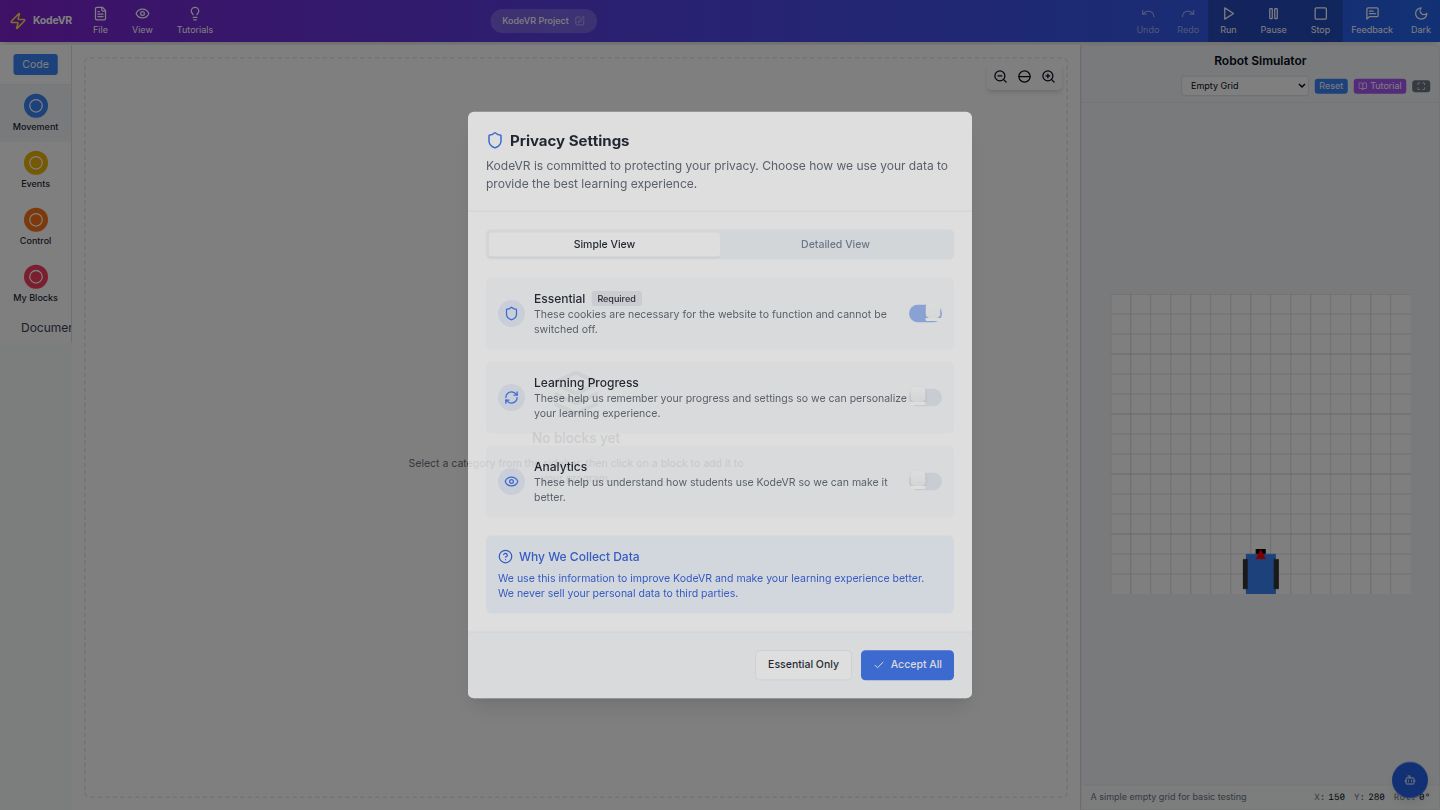 KodeVR interface